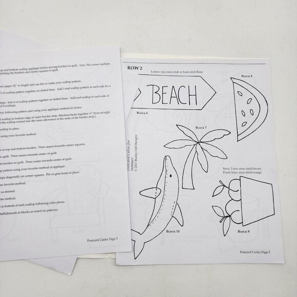 Bunny Hill Designs Quilt Pattern Postcard Cuties for Summer Beach Nautical 38x36 - Picture 3 of 3